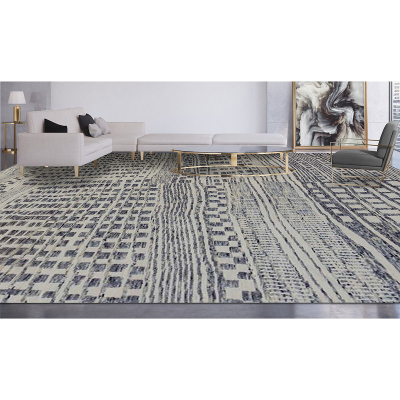 Moroccan Area Rug in Natural/Charcoal, Rectangle 9' x 12'