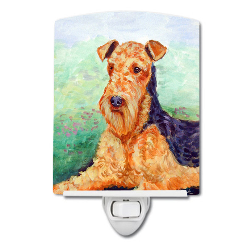 Éclairage de nuit en céramique airedale terrier