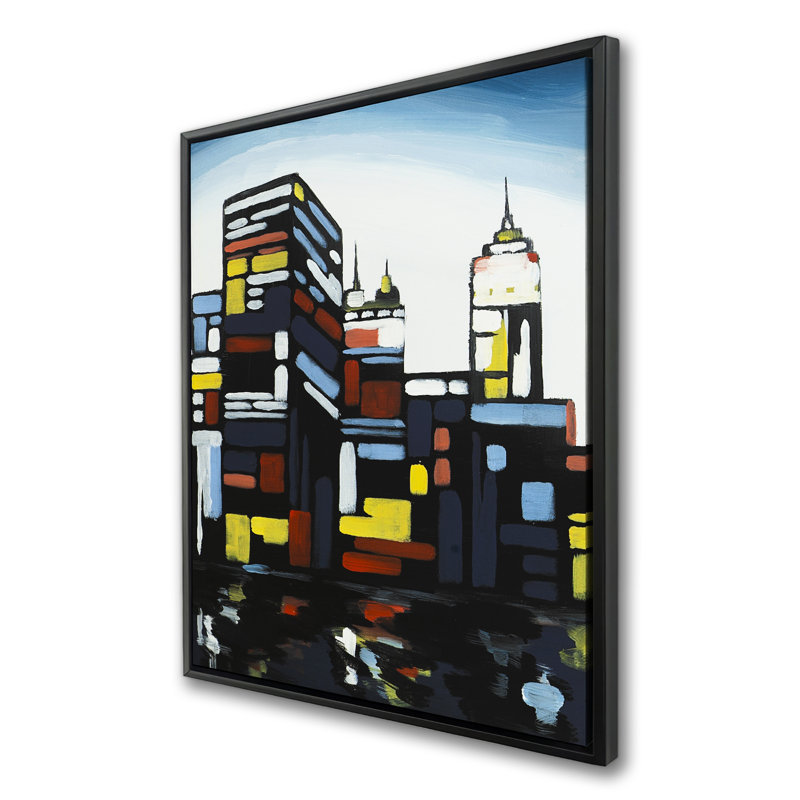 Toile encadrée de chambre à coucher «Colorful City Black» | Décoration intérieure