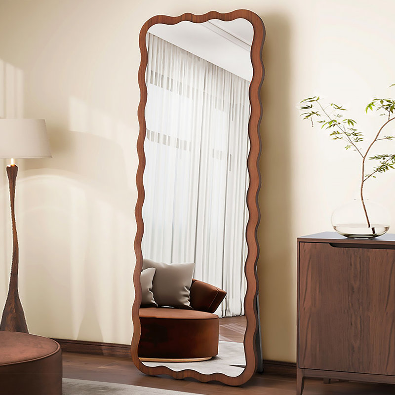 3-In-1 Versatile Scalloped Full-Length Mirror - Wall-Mounted, Leaning & Freestanding, 66.93” x 27.56”