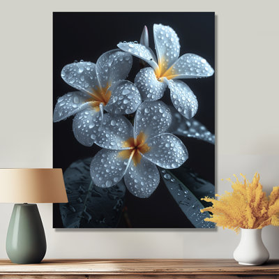 Plumeria jaune et gris élégant - Plumeria - décoration murale