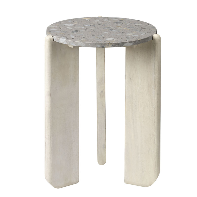 Quarry Stone End Table, Gray/White