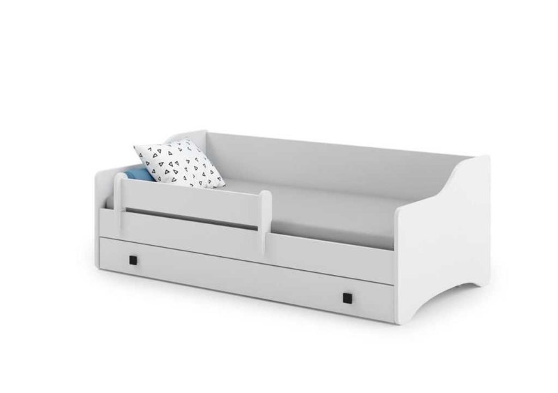 Single bed Erik, Black/White, European Toddler (80 x 160cm)