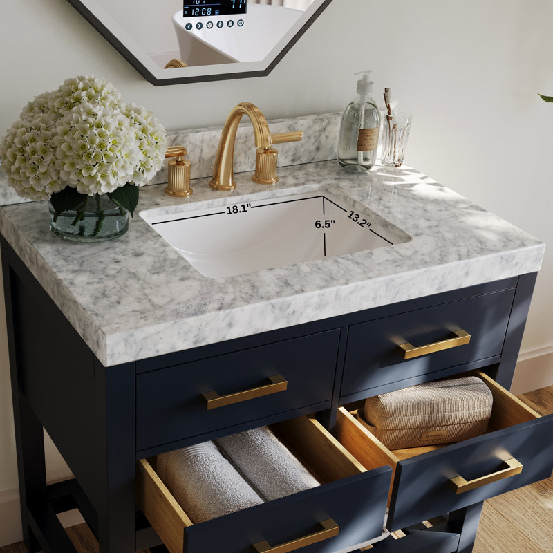 Elizabeth 36'' W Single Vanity, Heritage Blue | Brushed Gold