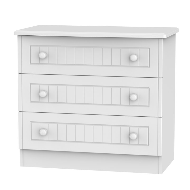 Fully Assembled Saxena 3 Drawer Chest, White