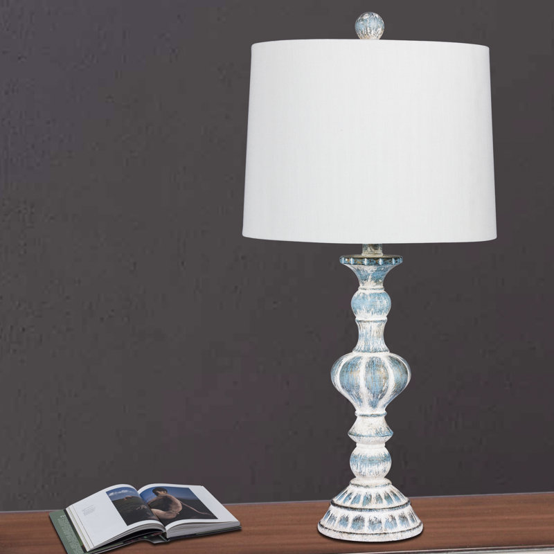 Lampe de table 27" sculpted chandelles Roxann, Bleu, Blanc