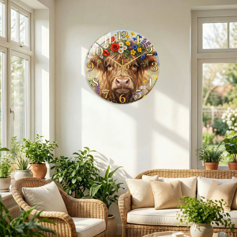 Horloge murale en verre de vache, 40 x 40 cm (15,7 x 15,7 pouces)