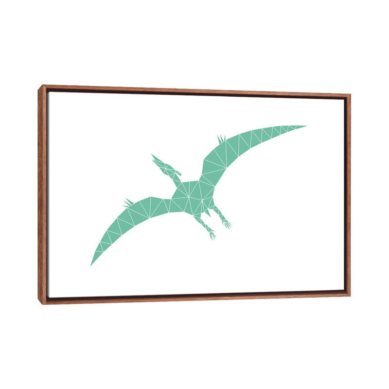 Geometric Dino Pterodactylus - impression d'art graphique, H 18 po x l 26 po x P 1,5 po, Toile avec cadre en bois classique