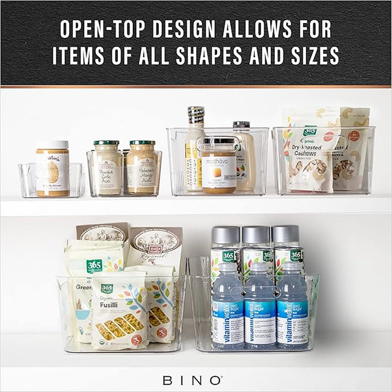 Bino | Plastic Storage Bins, X-small - 2 Pack, Clear | The Soho Collection | Pantry Organizers And Storage Containers Fridge Organizer Bins Kitchen Cabinet Organizer Medicine Cabinet Organizer Bin
