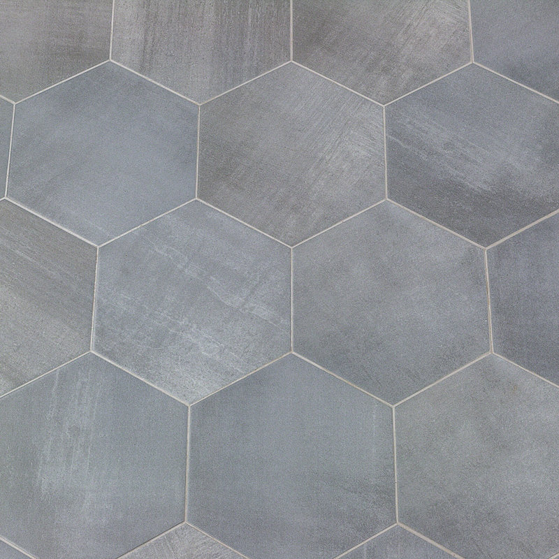 Turner 10" Hexagon Concrete Look Porcelain Floor & Wall Tile (10.76 sq. ft.), Grey