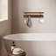 Tablette murale en bois massif avec crochets en laiton - Portemanteau fait à la main pour entrée, salon, salle de bain, chambre à coucher, cuisine - Solution de rangement élégante-1511624897