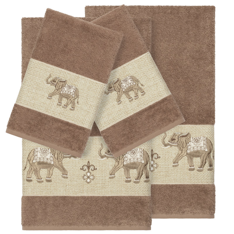 Quinn Turkish Cotton Towel Set, Latte, 4 Piece Towel Set