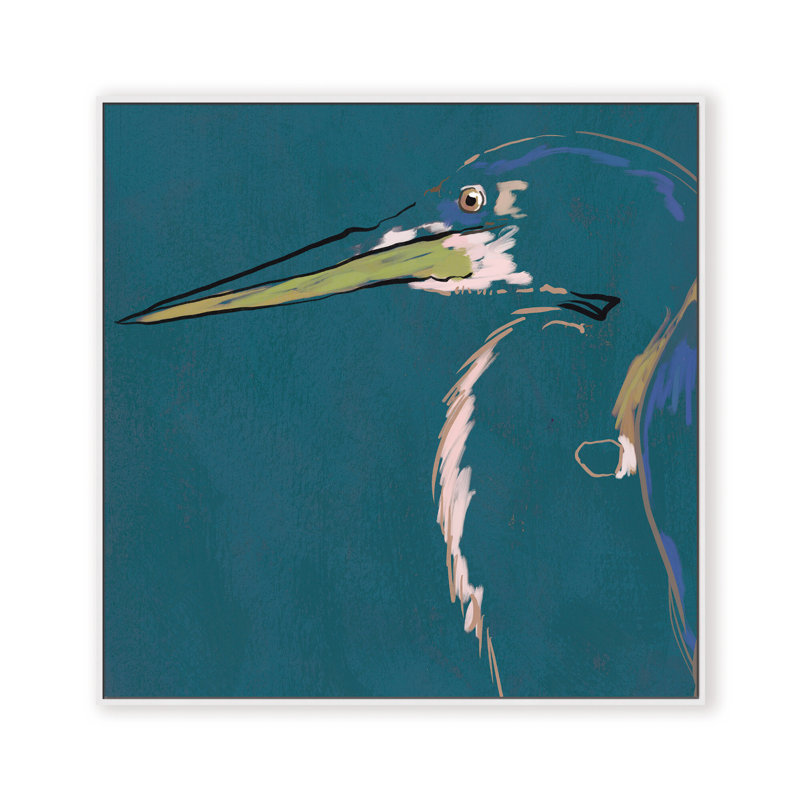 Nature Inspired Blue Heron Portrait, 36" H x 36" W, Black, Framed Print