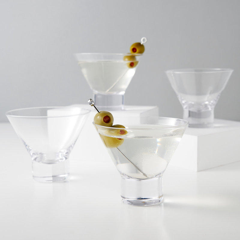 Viski Crystal Stemless Martini Glasses - Set of 4, 7.5 oz