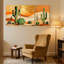 Cactus, paysage désertique avec cactus et couleurs chaudes, ensemble de 3 impressions sur toile-381506380