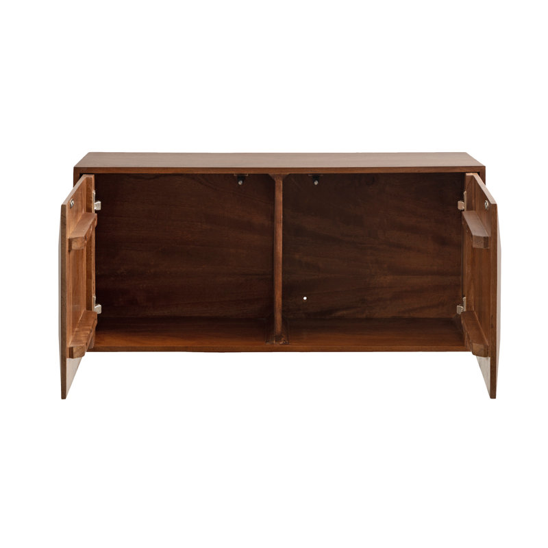 Wooden Wall Cabinet with Push-Close Doors, Brown Wood