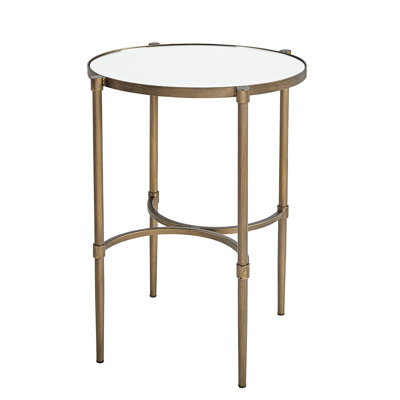 Oval Accent Table With Mirror Surface And Antique Bronze Metal Legs In Tempered Glass Elements Style
