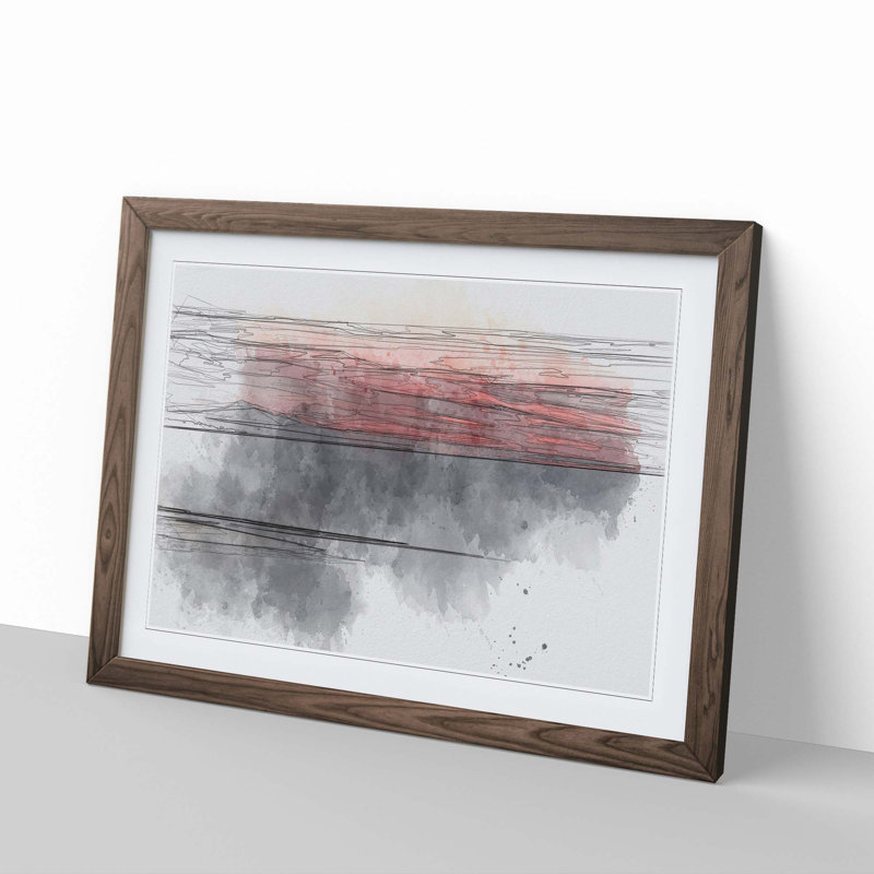 Sunset over Alaska in Abstract - Picture Frame Graphic Art Print, 36cm H x 48cm W x 2cm D, Walnut Framed