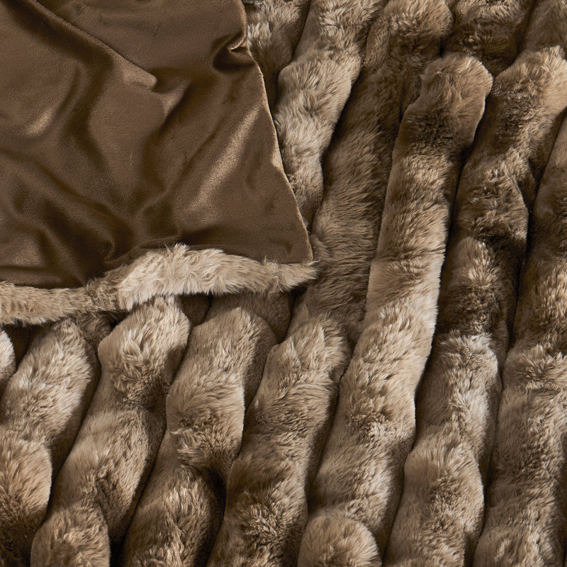 Jeté en fausse fourrure Frye Haze Channel, Brown