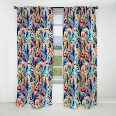 Eclectic Nomad Boho Pattern III - Floral Curtain - Blackout Floral Curtain - 1 Panels