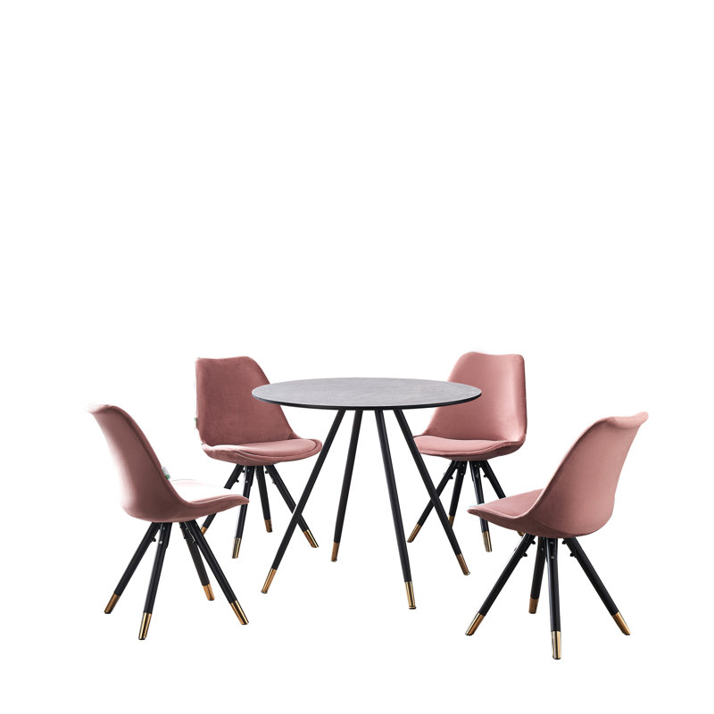 4 - Person Dining Set, Grey, Pink