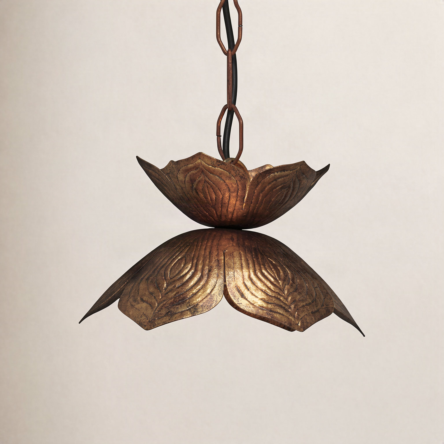 Lotus Single Light Iron Dimmable Pendant, 6.5" H x 10.5" W x 10.5" D