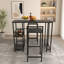 Ensemble de table de bar haute de style industriel avec étagères de rangement latérales et tabourets sans dossier