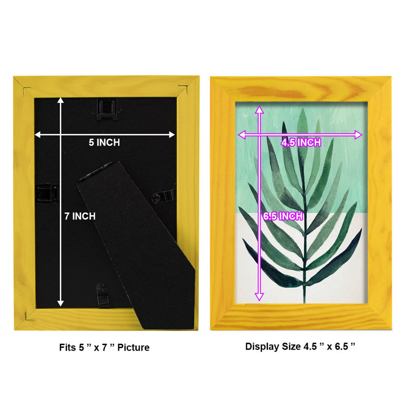 Verging Palm III, encadré sur papier, L 4 po x H 6 po x P 1 po, Cadre jaune