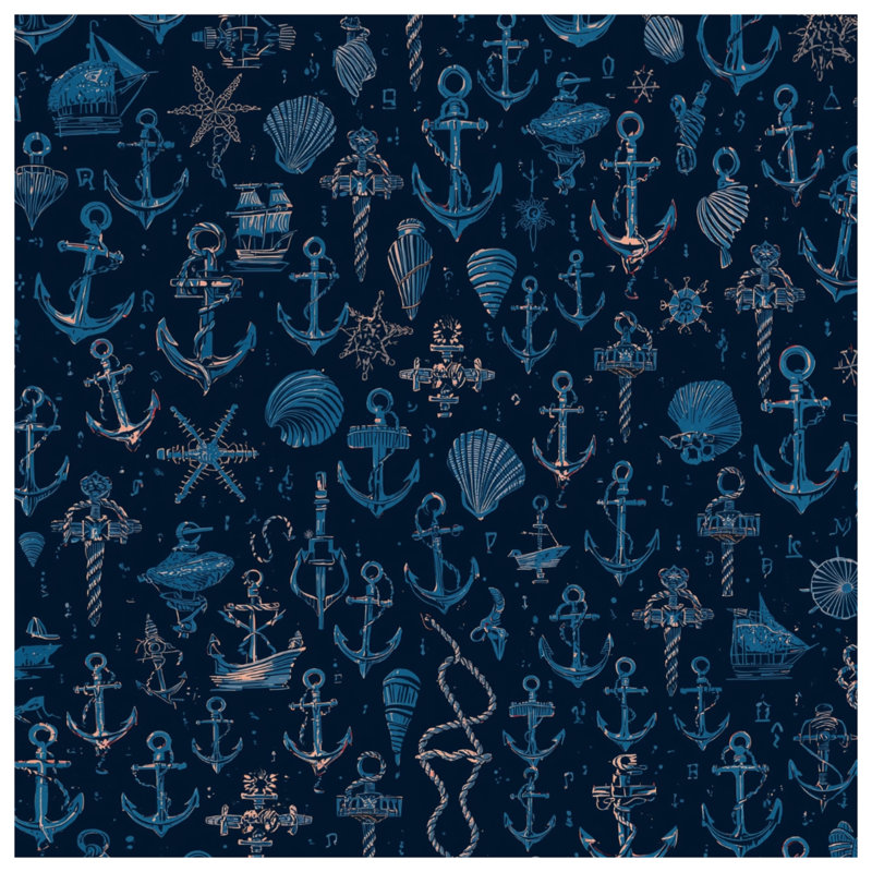 Nautical Anchor Seashells Blankets, 50in W x 60in H