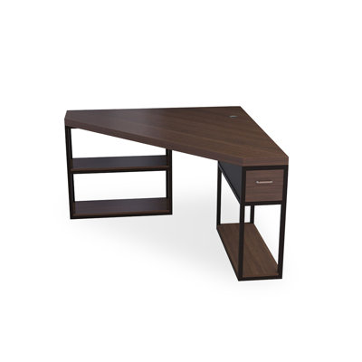 Walnut Triangle Solid Wood Writing desk with drawers desk