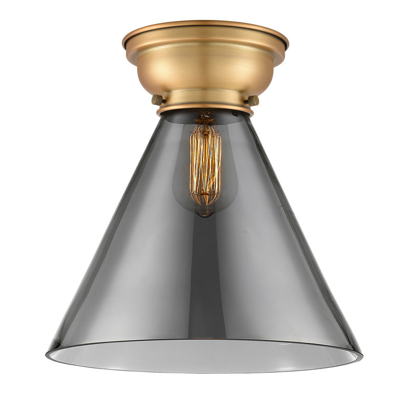 Aditi Cone -1 Light 12" Flush Mount, No Bulb Included, Yes, Brushed Brass