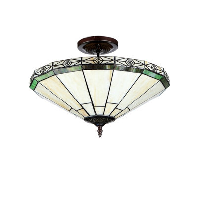 Abat-jour de style semi-encastré de style mission 2 lumières Chloe Lighting Belle Tiffany