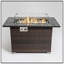 44" Propane Gas Fire Pit Table, 50000 BTU Rectangular Fire Pit, Tile Tabletop With Beautiful Wicker Base For Outside Patio Deck Garden Courtyard-Brown