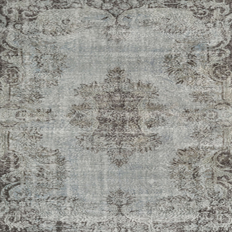 Tapis traditionnel gris / gris fumée Plewak, Carré 3 pi