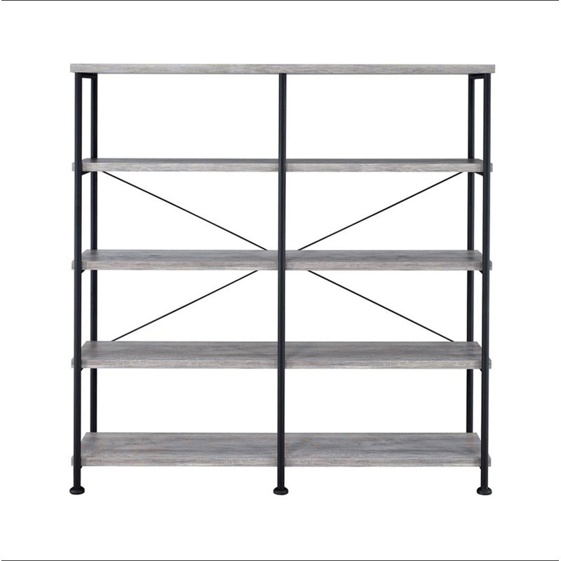 4-shelf Open Bookcase in Grey Driftwood, White