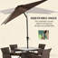 Parasol d'extérieur brun à DEL 105,6 po x 80,4 po x 97,2 po, inclinaison à bouton-poussoir, manivelle