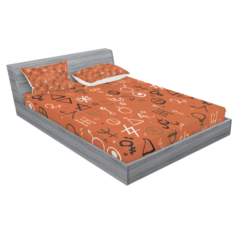 Microfiber Geometric Sheet Set, Queen Sheet Set with Fitted Sheet