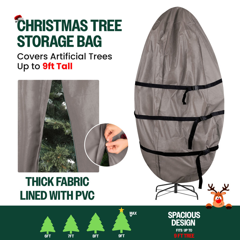 Sac de rangement pour sapin de Noël vertical Elf Stor de 2,74 m (9 pi), gris