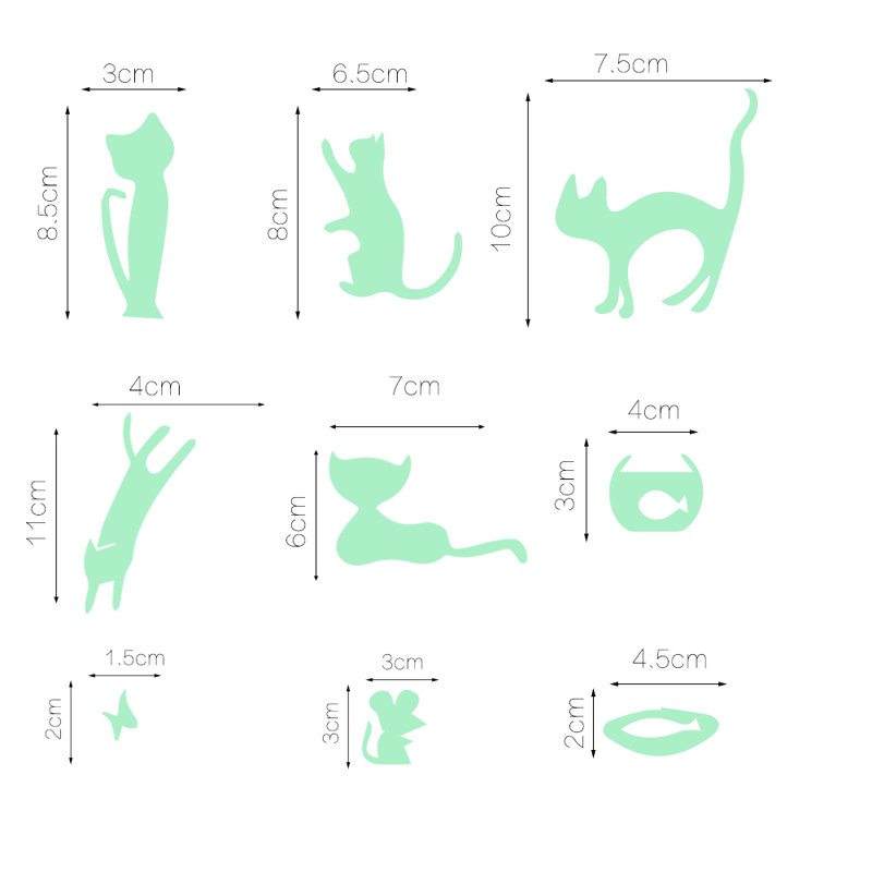 Cats Glow in Dark Wall Sticker Set