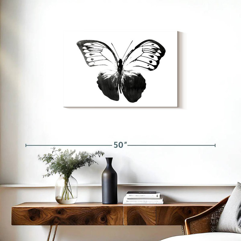 Brampt papillon noir et blanc, H 20 po x l 30 po