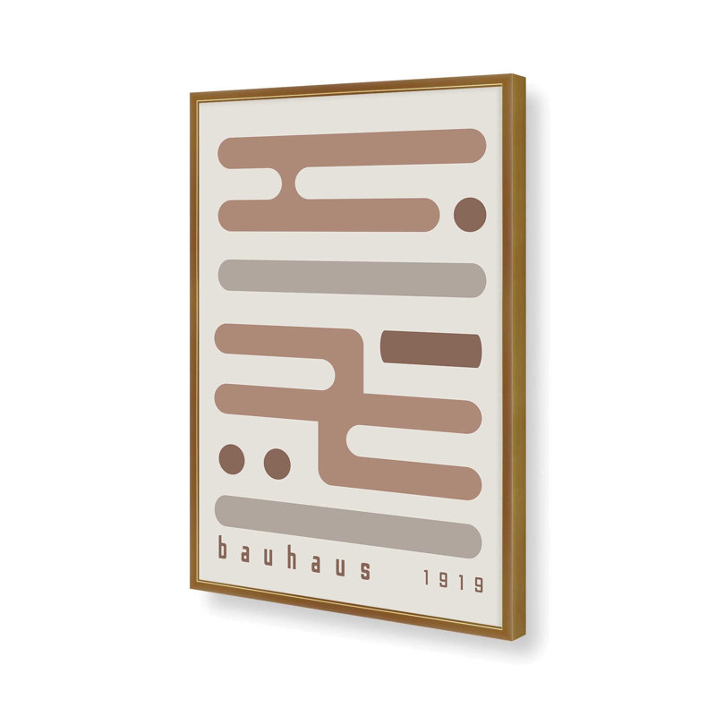 Brown Bauhaus Minimalist Circuitry I Print dans un cadre, Reproduction encadrée sans passe-partout, Or poli