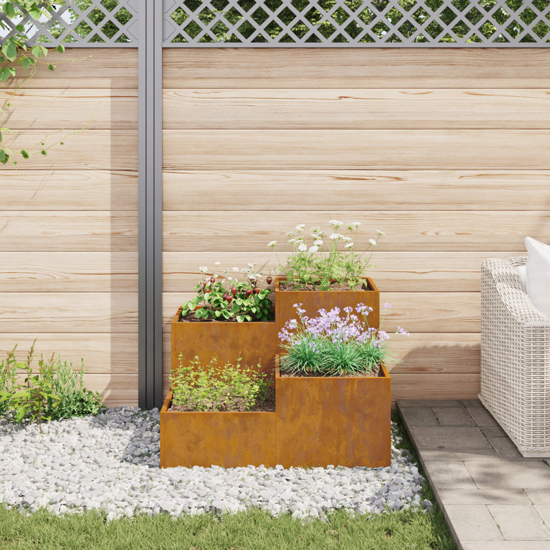 Planter Box, Brown, 60cm H x 100cm W x 100cm D