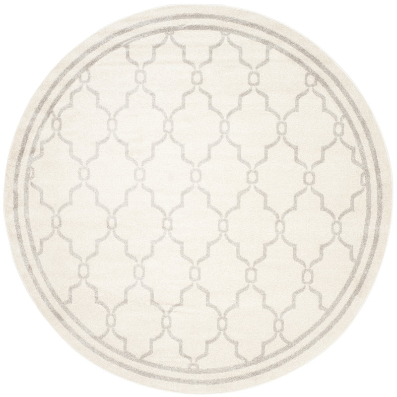 Tapis géométrique ivoire / gris clair Ammundsen, Rond 7 pi
