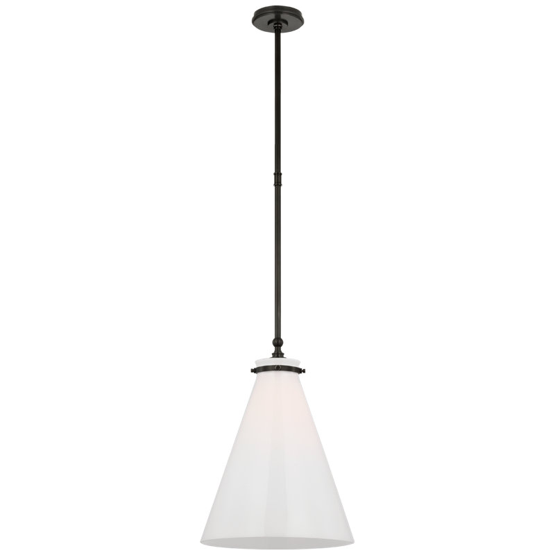 Parkington 1 - Light Pendant, Antique-Burnished Brass, White Glass, 15.5" H x 11" W x 11" D