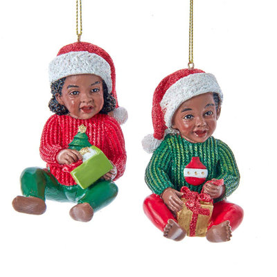 Ensemble de 2 figurines suspendues garçon et fille afro-américaines