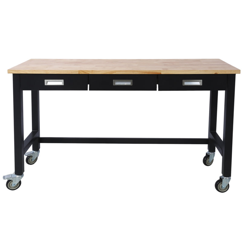 Work Bench, Workbench With Drawer Storage, Heavy Duty Work Table With Wheels For Garage Home Office