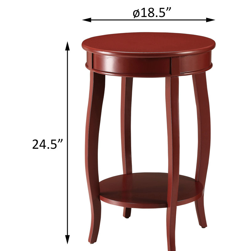 Table d'appoint rouge avec tablette - Mélange de diverses pièces rondes en bois massif fabriquées en bois offrant un rangement pratique qui ajoute une touche de classe à n'importe quelle pièce