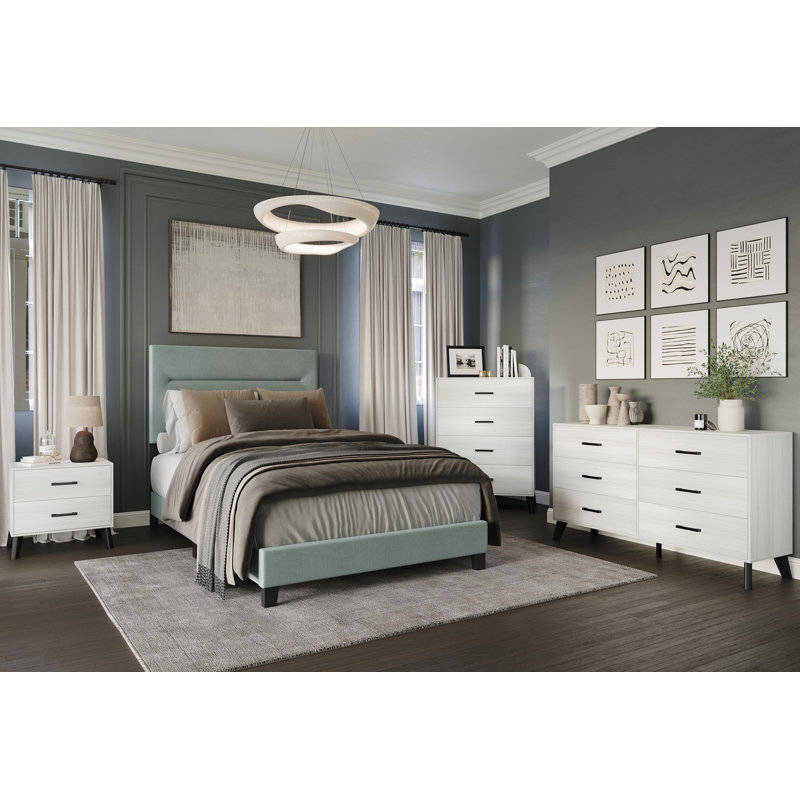 Emery 4-pieces Bedroom set, Twin, Light Blue/Light Gray