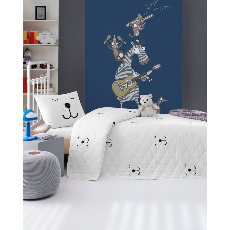 Ensemble de couvre-lit / couvre-lit 100% coton blanc / noir 2 pièces
