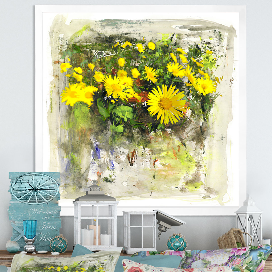 " Abstract Yellow Flowers " Painting Print August Grove®